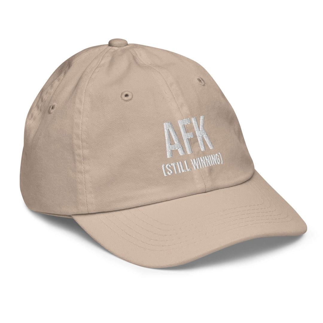AFK Youth baseball cap in beige with embroidered text, perfect for sun protection and stylish wear.
