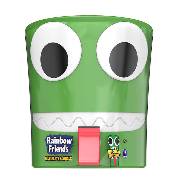 Rainbow Friends Series 3 Ultimate Green Bundle storage container, featuring the character Green with a tongue-pull opening mechanism.