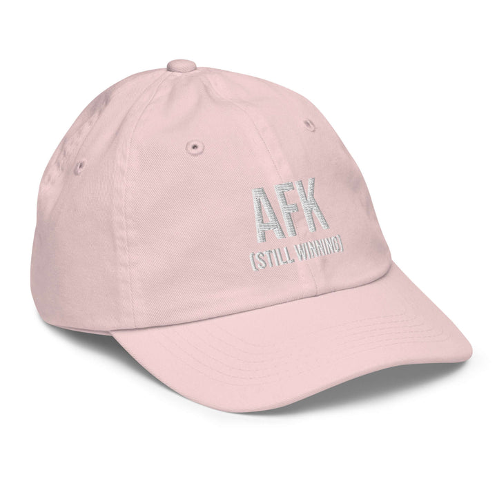 AFK Youth baseball cap in pink with embroidered text for style and sun protection.