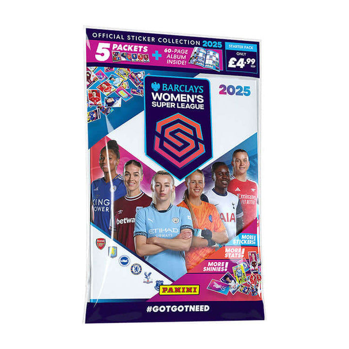 Barclays Women's Super League 2025 Sticker Collection packet featuring players and team logos.