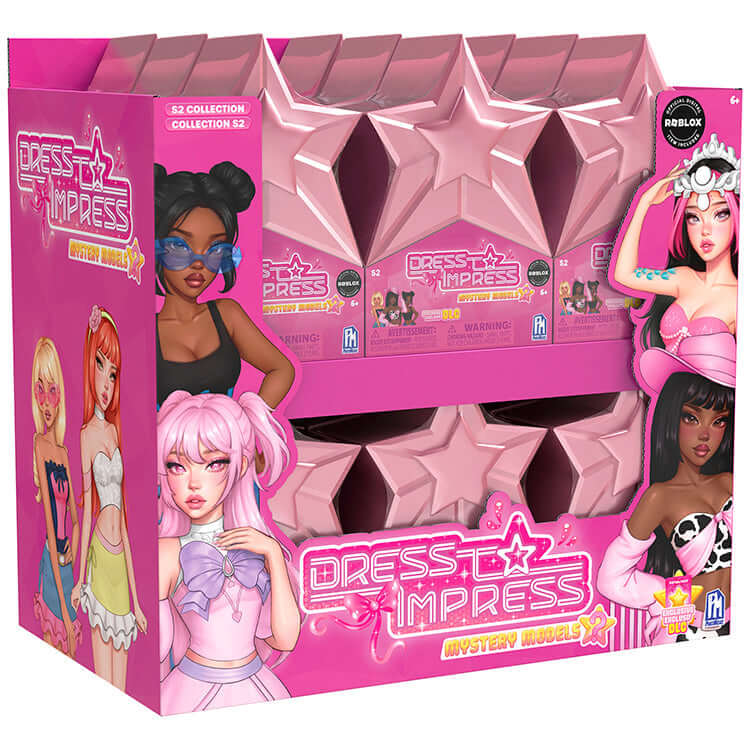 Dress To Impress Series 2 Mystery Doll Pack featuring posable dolls and stylish star-quality outfits.