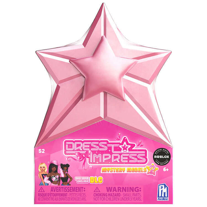 Dress To Impress Series 2 Mystery Doll Pack star-shaped capsule packaging with exclusive DLC and collector card.