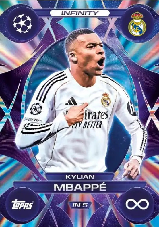 Match Attax 25/26 - Pack of 32 Packets featuring Kylian Mbappé in Infinity design from Topps.