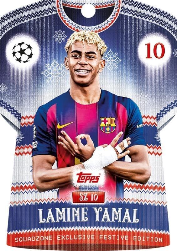Match Attax 2025/26 - Festive Countdown Advent Calendar featuring Lamine Yamal Festive Edition card, Squadzone exclusive.