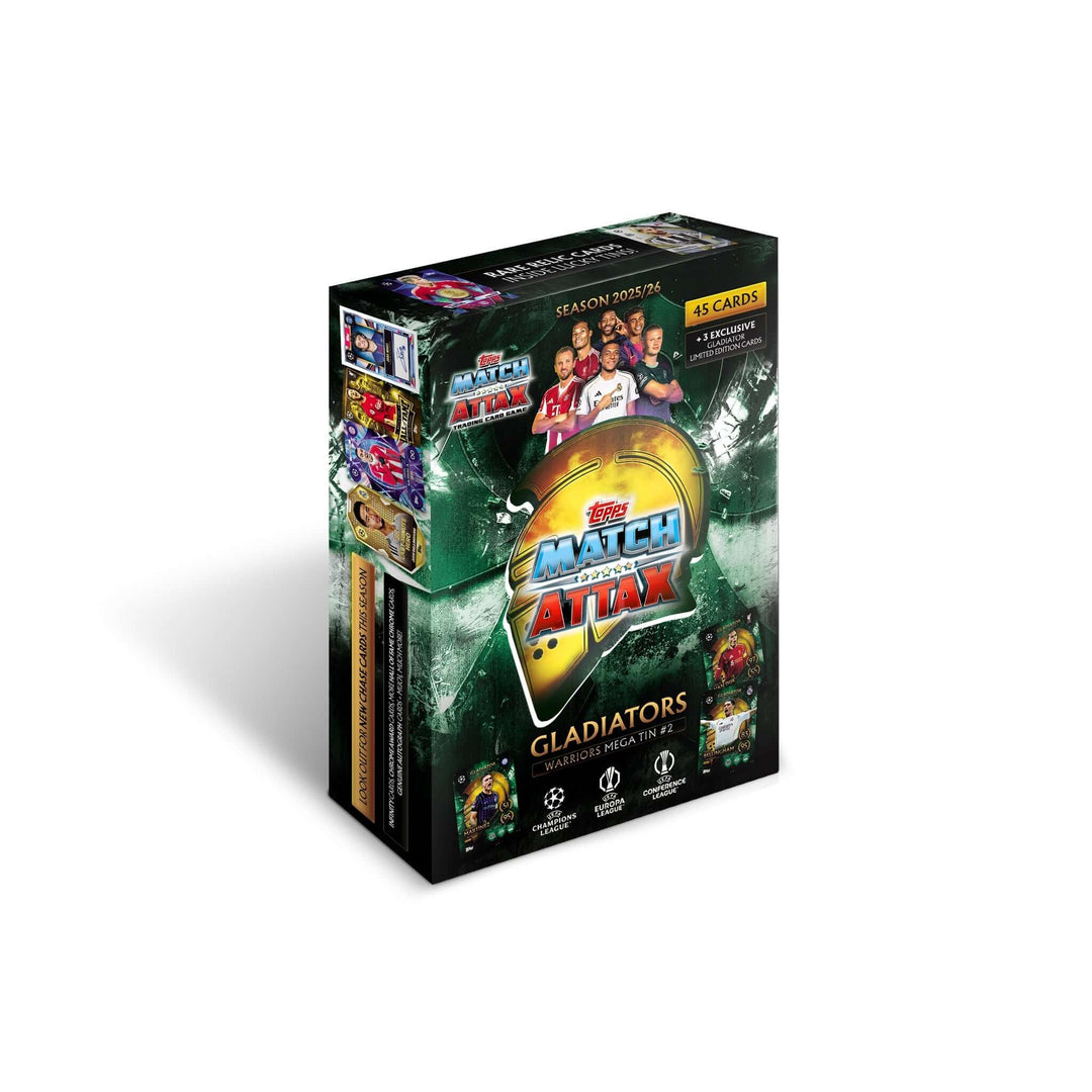 Match Attax 25/26 - Mega Tin featuring 46 collectible cards, ideal for UEFA Champions League fans.