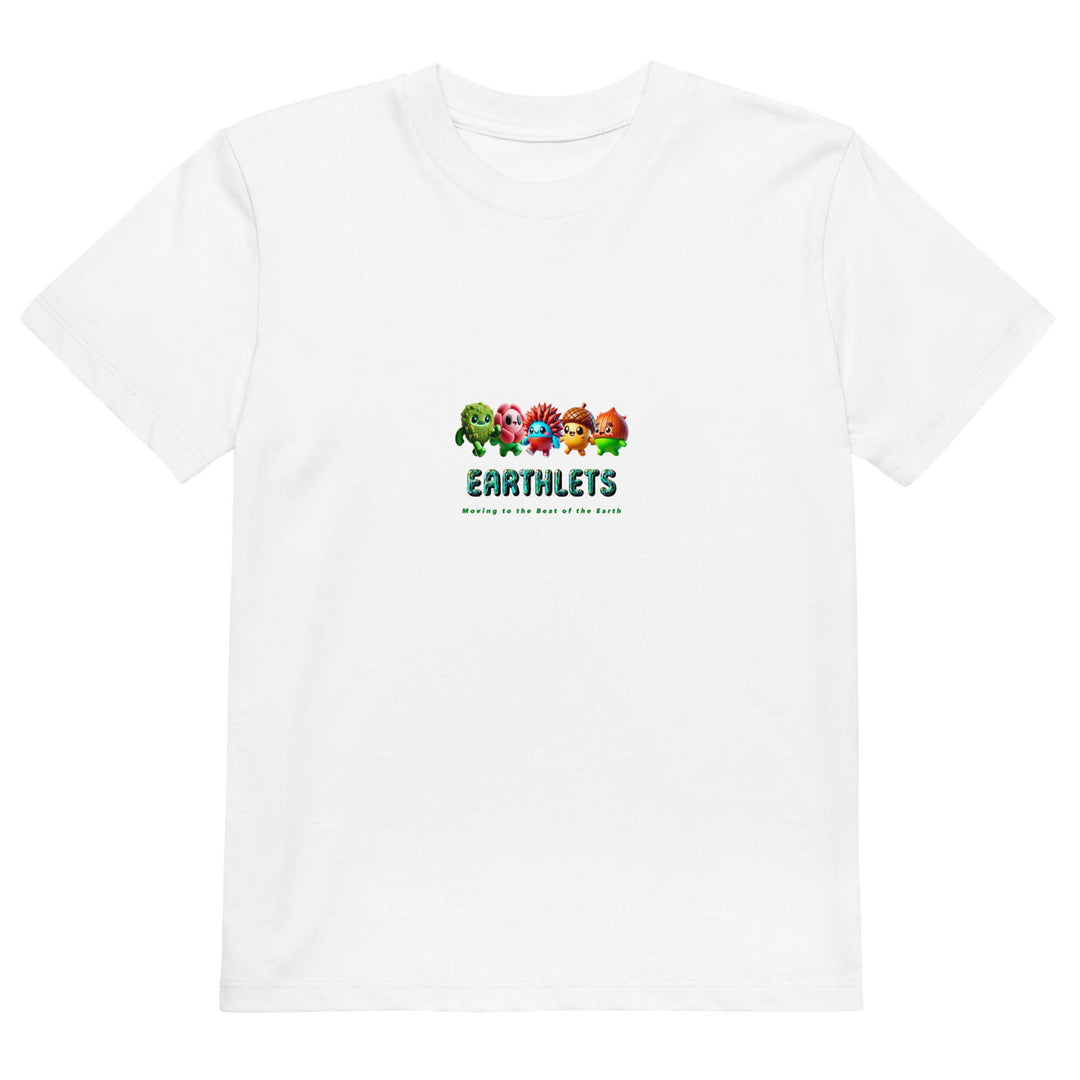 Earthlets organic cotton kids t-shirt featuring fun, colorful designs for comfort and eco-friendliness.