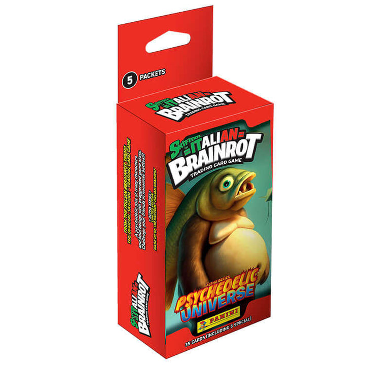 Italian Brainrot Trading Card Game pack featuring a vibrant design and humorous character from the Skifidol collection.