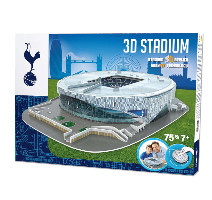 Tottenham Hotspur Stadium 3D Puzzle box showcasing the detailed stadium replica and assembly features.