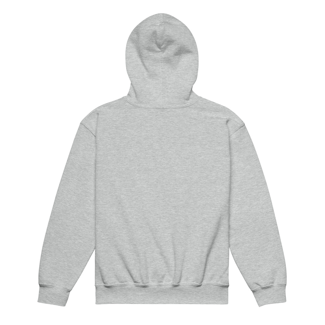 Back view of the Oddy Pro Youth heavy blend hoodie in grey, showcasing its design and material.