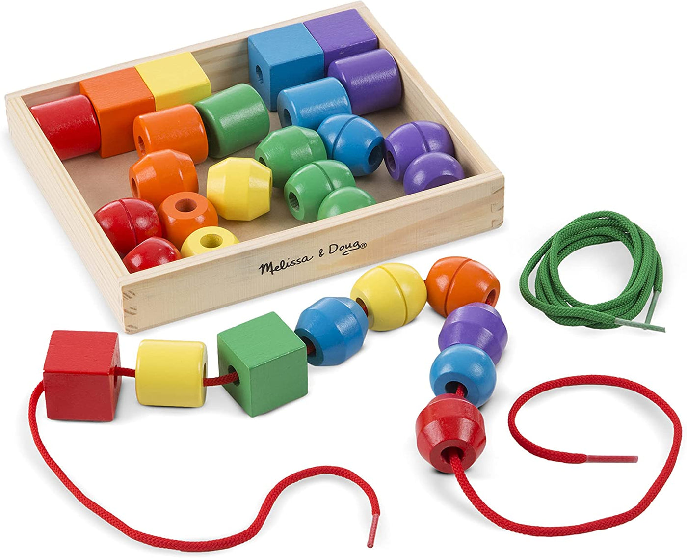 Earthlets.com| Melissa & Doug Blue’s Clues & You! Wooden Lacing Beads - 25 Beads, 4 Cords | Wooden Toy | Developmental Play for Kids | 4 and Above | Gift for Boys or Girls | FSC-Certified Materials | Earthlets.com |  