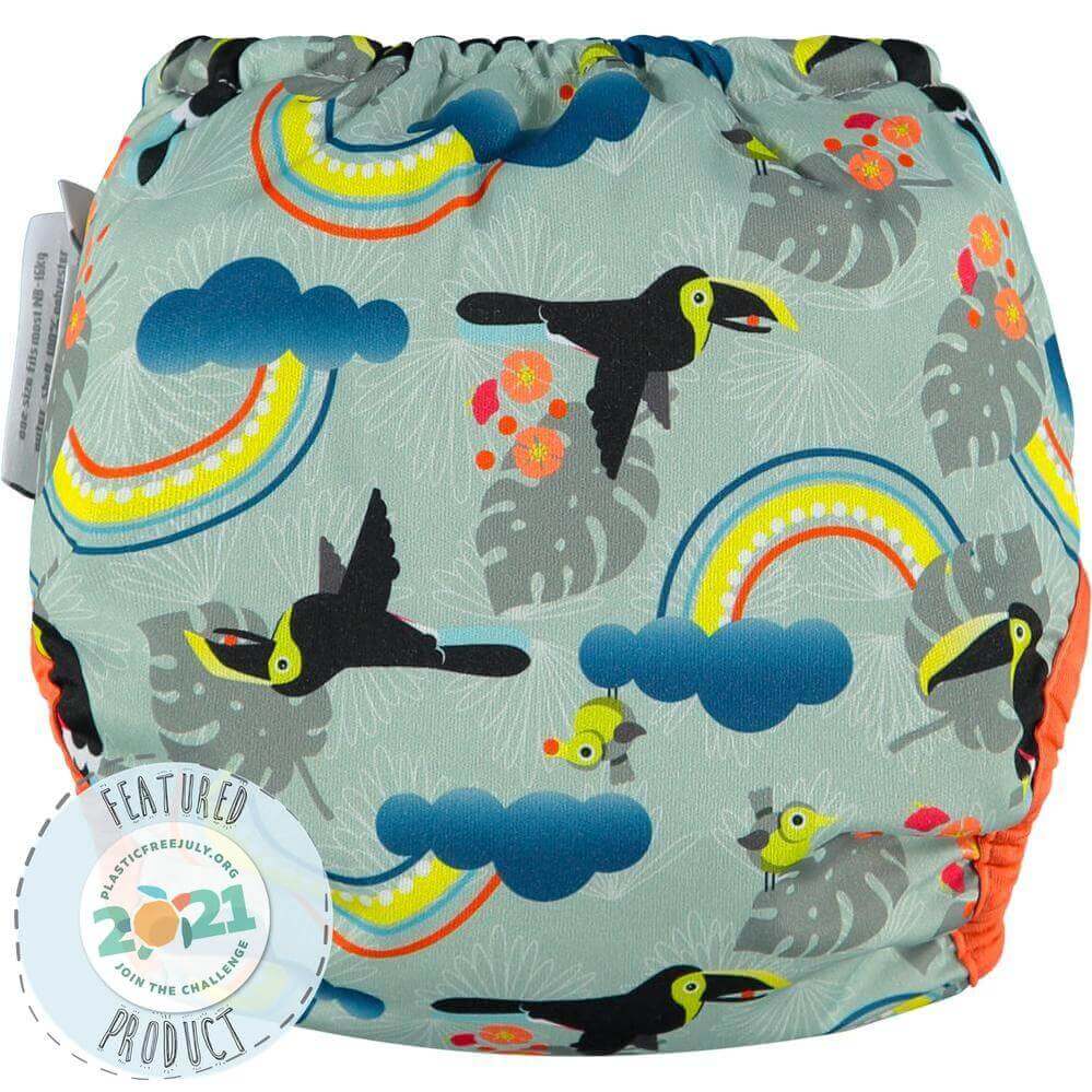 Close Parent Pop-in Bamboo Nappy Pattern - Tabs Colour: Toucan reusable nappies Earthlets