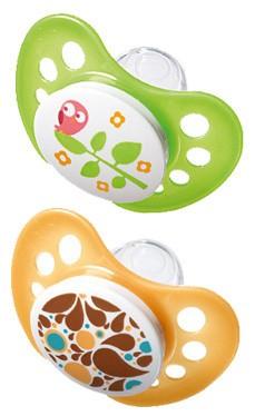 nip| Trendy Soothers Green/Yellow 5-18 Months - 2 Pack | Earthlets.com |  | baby care soothers & dental care